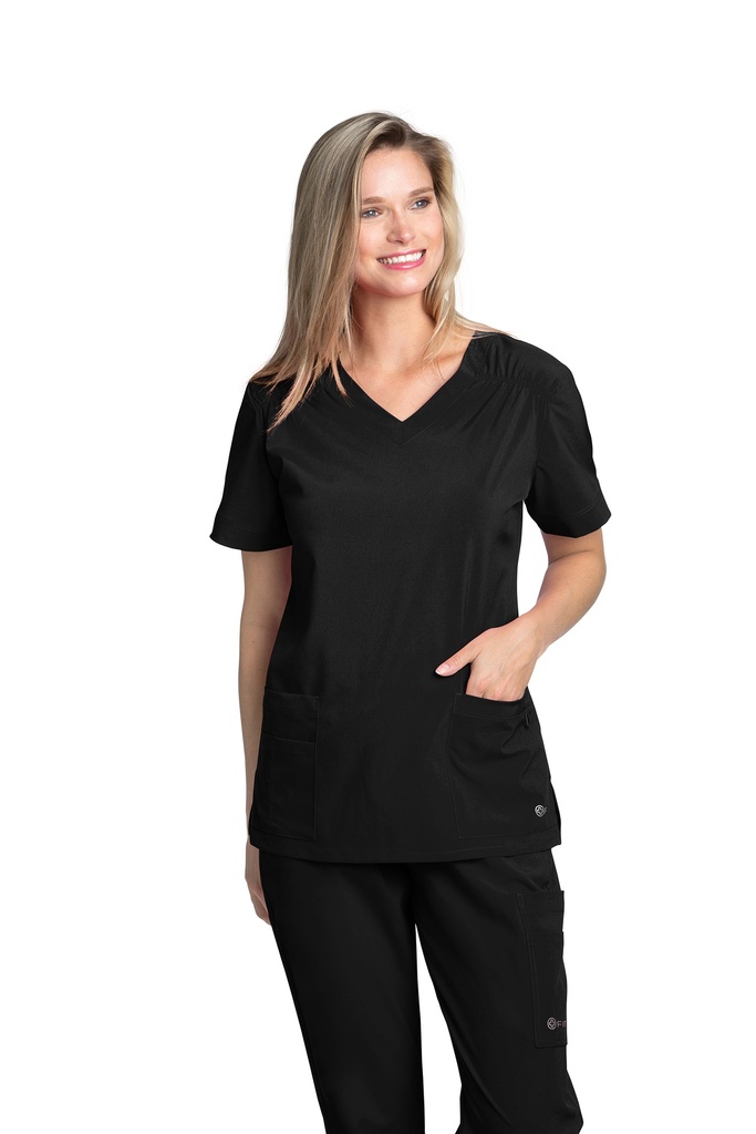 931 DRY FIT V NECK RUCHING TOP