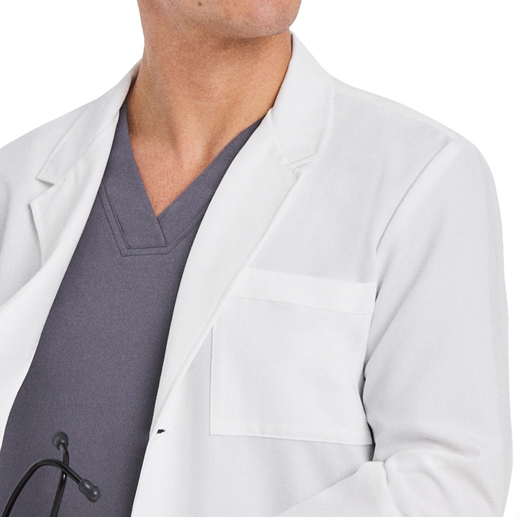 WL801 - Bata blanca tipo tableta de 5 bolsillos y cuerpo entero