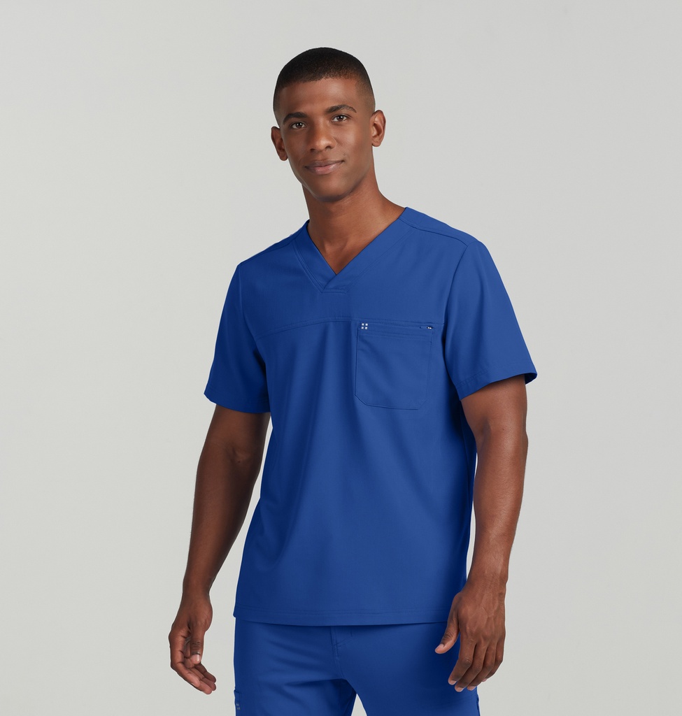 WT131 - Blusa médica con cuello en V y dos bolsillos Hombre CRFT